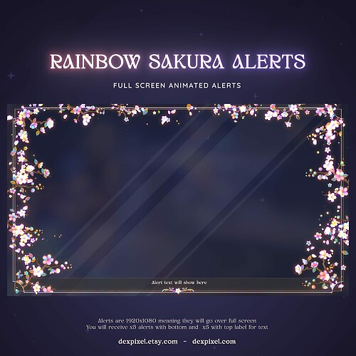 Rainbow Sakura Cherry Blossom Animated Full Screen Twitch Alerts